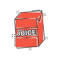 Juice icon in comic style. Drink vector illustration on white isolated background. Cartoon funny container splash effect business concept.