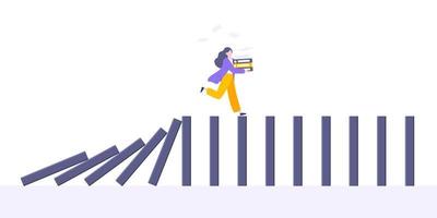 Domino effect or business cowardice metaphor vector illustration concept.