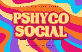 Pshyco social, groovy quote editable text effect template vector