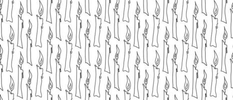 Seamless pattern with candles. Doodle Vector Illustration. Wax candle repeat pattern.