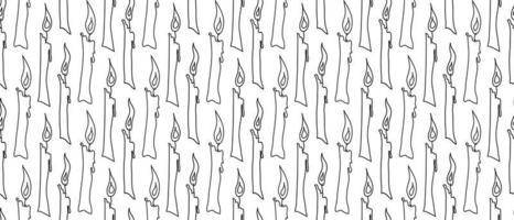 Seamless pattern with candles. Doodle Vector Illustration. Wax candle repeat pattern.