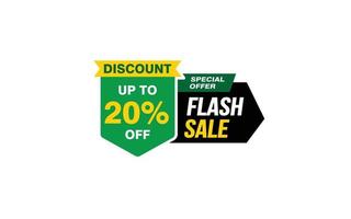 20 Percent FLASH SALE offer, clearance, promotion banner layout with sticker style. vector