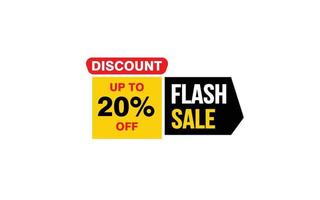 20 Percent FLASH SALE offer, clearance, promotion banner layout with sticker style. vector