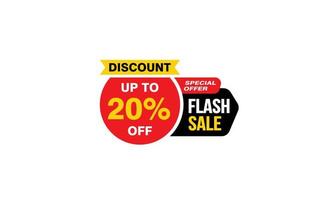 20 Percent FLASH SALE offer, clearance, promotion banner layout with sticker style. vector