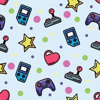 Colored seamless pattern background with joysticks and videogame icons Vector