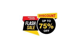 75 Percent FLASH SALE offer, clearance, promotion banner layout with sticker style. vector