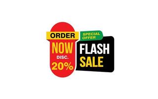 20 Percent FLASH SALE offer, clearance, promotion banner layout with sticker style. vector