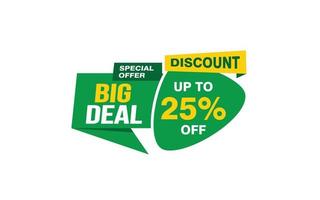 25 Percent BIG DEAL offer, clearance, promotion banner layout with sticker style. vector