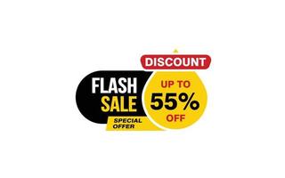 55 Percent FLASH SALE offer, clearance, promotion banner layout with sticker style. vector