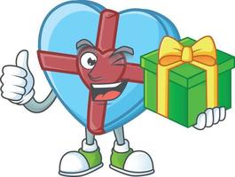 Love gift blue cartoon character style vector