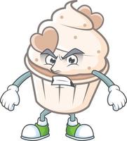 White cream love cupcake cartoon character style vector