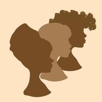 Black women silhouette together. African American women equality, freedom, justice. vector