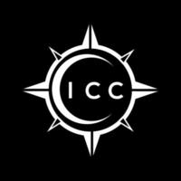 icc resumen tecnología circulo ajuste logo diseño en negro antecedentes. icc creativo iniciales letra logo. vector