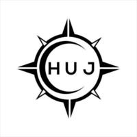 HUJ abstract technology circle setting logo design on white background. HUJ creative initials letter logo. vector