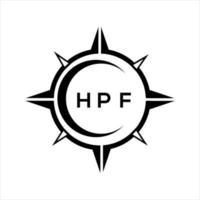 HPF resumen tecnología circulo ajuste logo diseño en blanco antecedentes. HPF creativo iniciales letra logo. vector