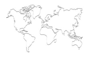 Clean World Map with Outline One Line Art Style vector