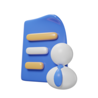 3d person with blue folder for business with minimal style 3d rendering. png