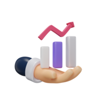 business graph in hand for business with minimal style 3d rendering. png