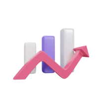 graph with arrow up trend for business with minimal style 3d rendering. png