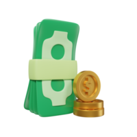 money and coin for business with minimal style 3d rendering. png