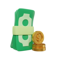 dinero y moneda para negocio con mínimo estilo 3d representación. png