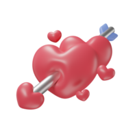 cœurs pousser épingle icône 3d rendre illustration pour la Saint-Valentin journée. png