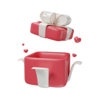 Geschenk Box mit Herz Symbol 3d rendert Illustration zum Valentinstag Tag. png