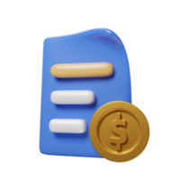 document with coin for business with minimal style 3d rendering. png