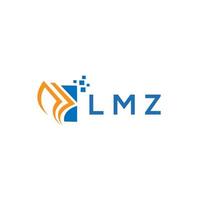 LMZ credit repair accounting logo design on WHITE background. LMZ creative initials Growth graph letter logo concept. LMZ business finance logo design. vector