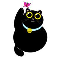 svart katt tecknad serie tecken design. png