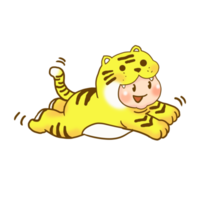 un' carino cartone animato personaggio design è cosplay come un' tigre. png