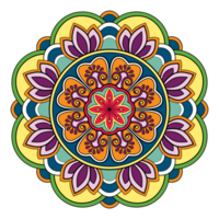 etnico mandala con colorato ornamento per arte su il parete. tessuto modello. carta strutturato sfondo piastrella stampino etichetta e tessile. astratto illustrazione. png