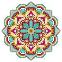 etnisch mandala met kleurrijk ornament voor kunst Aan de muur. kleding stof patroon. kaart getextureerde behang tegel stencil sticker en textiel. abstract illustratie. png