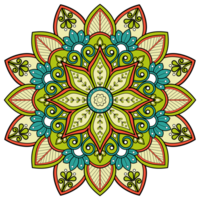 ethnique mandala avec coloré ornement pour art sur le mur. en tissu modèle. carte texturé fond d'écran tuile pochoir autocollant et textile. abstrait illustration. png