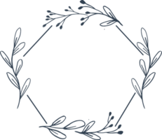minimalista floral marco con mano dibujado hoja y forma sencillo floral frontera png