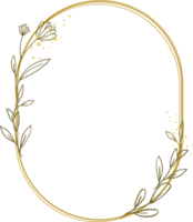 Luxury gold leaf frame border floral ornament for background, wedding invitation, thank you card, logo, greeting card png