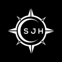 sjh resumen tecnología circulo ajuste logo diseño en negro antecedentes. sjh creativo iniciales letra logo concepto. vector