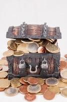 Treasure box and coins photo