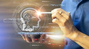 The concept of developing an artificial intelligence system that can interact with humans and be used in the industry 5.0 system. photo
