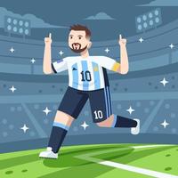 leonel messi objetivo celebracion en dibujos animados estilo vector