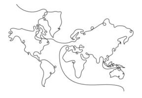 World Map in Hand Drawn Outline Style vector