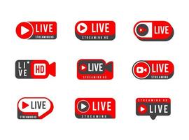 Youtube En Vivo Insignia conjunto vector