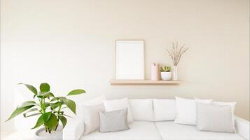 3D interoir design for living room and mockup frame photo