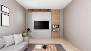 3D interoir design for living room and mockup frame photo