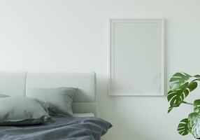 3D interoir design for bedroom and mockup frame photo