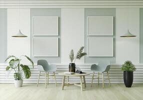 3D interoir design for living room and mockup frame photo