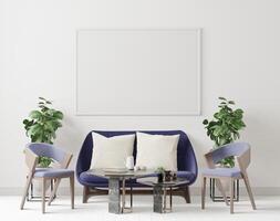 3D interoir design for living room and mockup frame photo