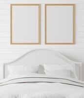 3D interoir design for bedroom and mockup frame photo