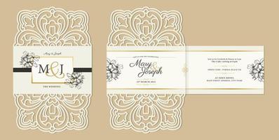 Modern Formal Floral Lasercut Elegant Wedding Invitation Template vector