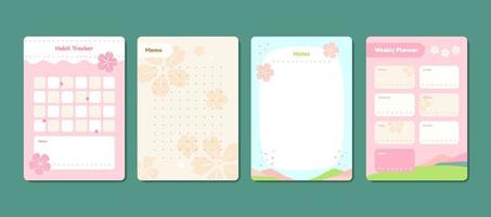 Template of Spring Peach Blossoms Journal Pages vector